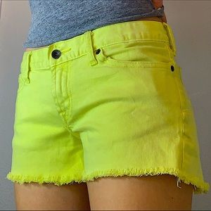 lucky brand yellow denim shorts